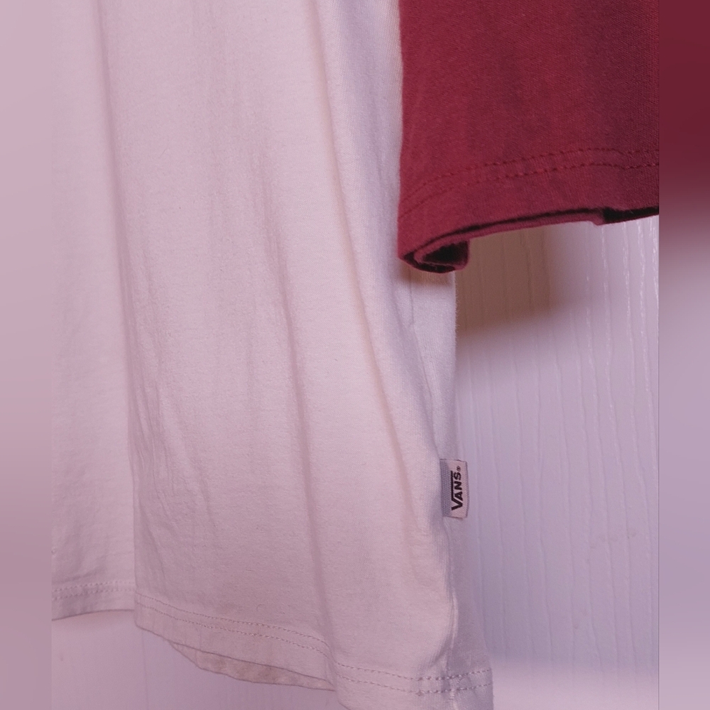 Vans Baseball Style Raglan Sleeve Tee Size Medium Outline Script T-shirt Retro - Picture 4 of 13